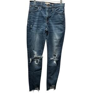 Madewell Jeans 9" High Rise Distressed Destroyed Denim Blue Womens Size 29